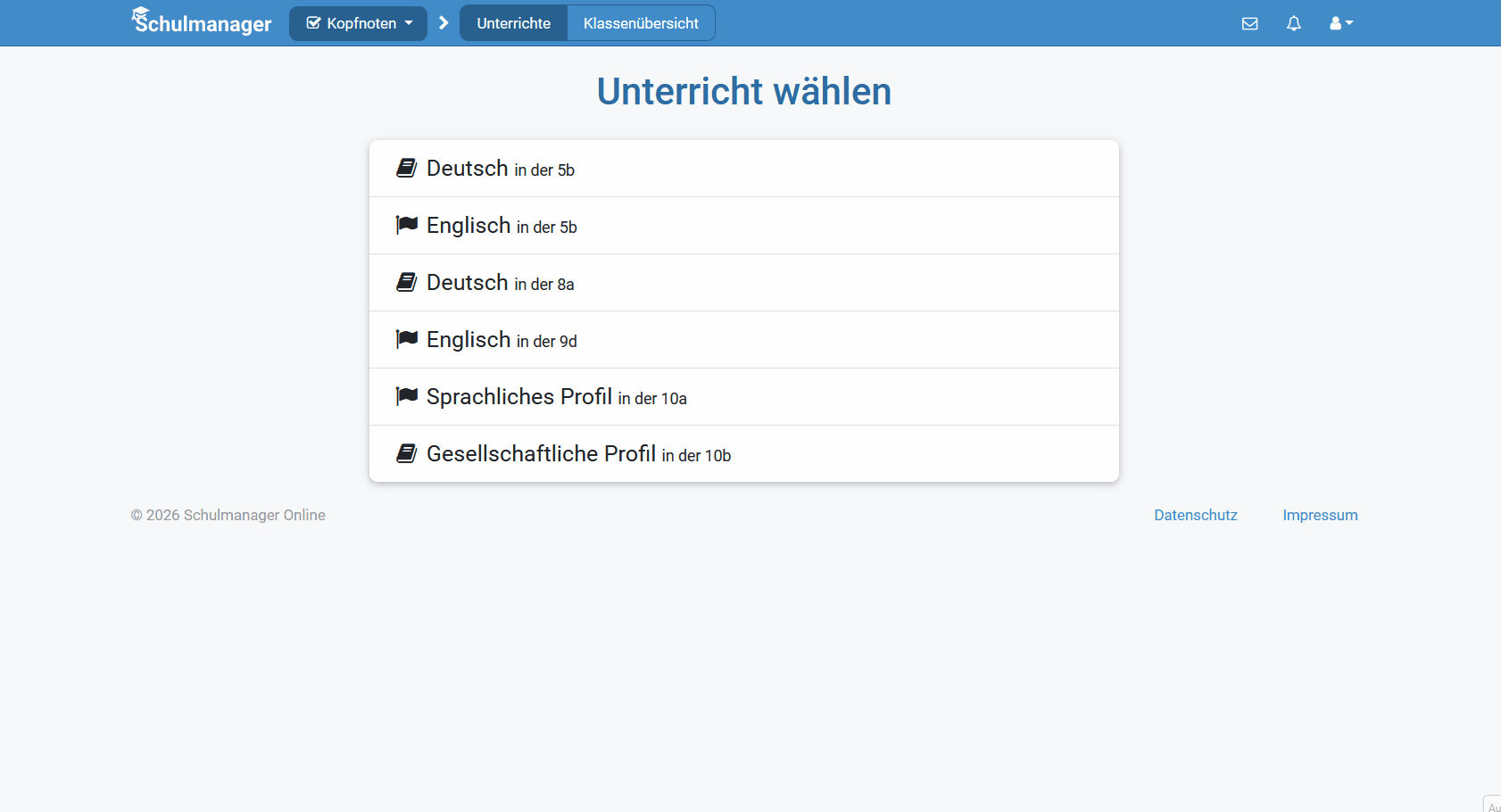 Kopfnoten unterrichtsübergreifend ermitteln und festlegen